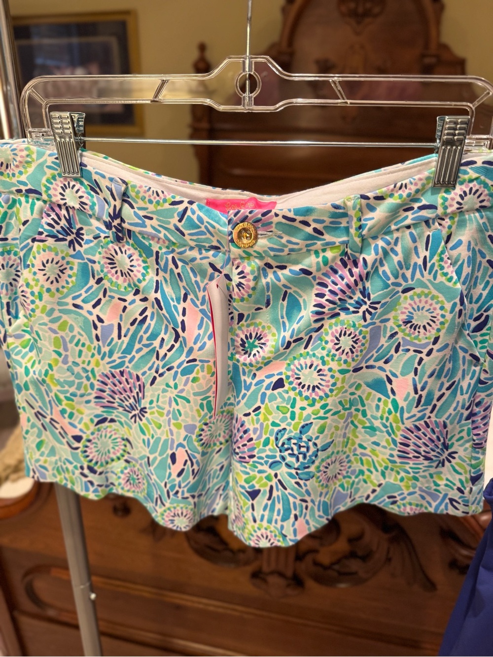 Pastel Floral Print Women’s Shorts - Blue & Pink purple with purple top